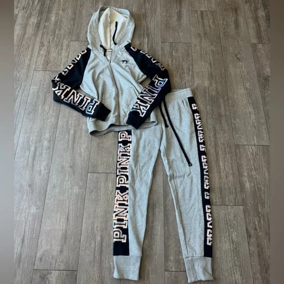 PINK Victoria's Secret luxurious limited edition Gray and Black Tracksuit